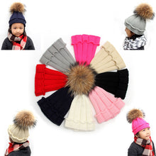 Children Kids baby Raccoon Fox Fur Hats Knitted Wool Hemming Hat Caps For Boys Girls Toddler bonnet enfant IMY66