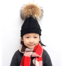 Children Kids baby Raccoon Fox Fur Hats Knitted Wool Hemming Hat Caps For Boys Girls Toddler bonnet enfant IMY66