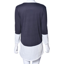 Women Black White Patchwork Three Quarter Sleeve Casual Loose Long Tee Shirts Dress Tops Shirt blusa feminina IMY66