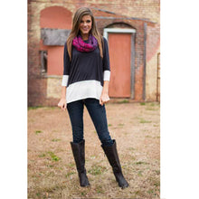 Women Black White Patchwork Three Quarter Sleeve Casual Loose Long Tee Shirts Dress Tops Shirt blusa feminina IMY66