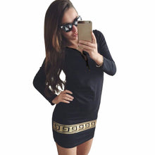 Women Casual Dresses Sexy Printed V Neck Zip Long Sleeve Dress Party Bandage Bodycon Mini Dress vestido de festa IMY66