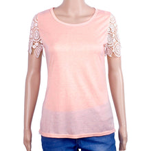 Women Casual Lace CrocheT-Shirt Tops Female Women Ladies Lace Short Sleeve Cotton Blouse Lace Blusas IMY66