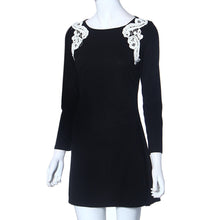 Women Casual Long Sleeve O Neck Dress Sexy Club Lace stitching Black Bandage Bodycon Black Dress vestidos IMY66