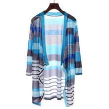 Women Casual Three Quarter Irregular Stripe Shawl Knitted Sweater Kimono Cardigan Tops Cover Up Blouse Outwear Coat IMY66