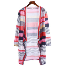 Women Casual Three Quarter Irregular Stripe Shawl Knitted Sweater Kimono Cardigan Tops Cover Up Blouse Outwear Coat IMY66
