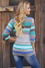 Women Casual Three Quarter Irregular Stripe Shawl Knitted Sweater Kimono Cardigan Tops Cover Up Blouse Outwear Coat IMY66