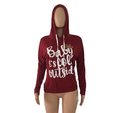 Women Casual Tops T-Shirts Long Sleeve Hooded Letter Print Sweatshirt Jumper Sweater Pullover Tops IMY66