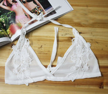 Women Floral Translucent Sheer Lace Crop Top Camisole Bralet Strappy Bra Cropped Halter Tops Sexy Lingerie Underwear IMY66