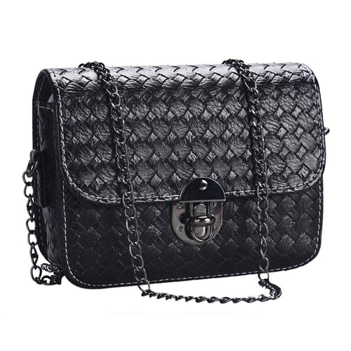 Women Girl Luxury PU Leather Mini Small Woven Pattern Chain Crossbody Shoulder Bag Handbag Messenger IMY66