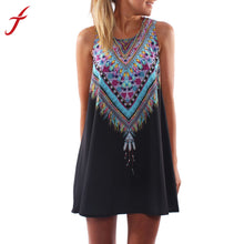 Women Lady Casual Sleeveless Dress Digital Printing Party Evening Beach Mini Dress vestidos IMY66