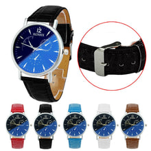 Women Men Casual Luxury Analog Watches Faux Leather Blue Ray Glass Quartz WristWatch Watches Clock Hours IMY66