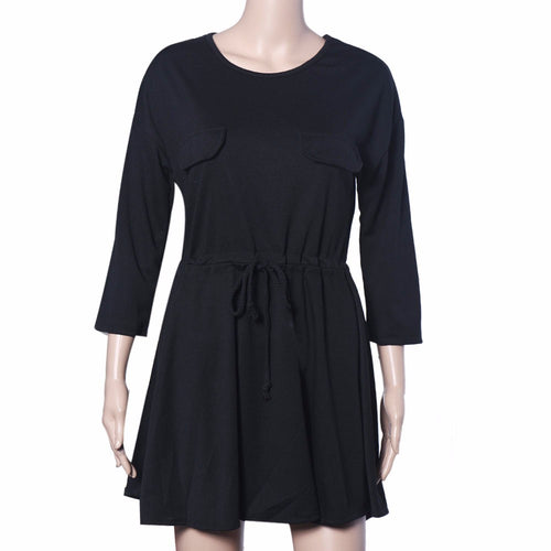 Women Dress robe vestido de festa Plus Size Solid Casual Pocket Loose Dress Party Bandage Bodycon Dress IMY66