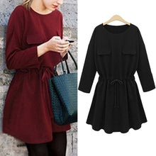 Women Dress robe vestido de festa Plus Size Solid Casual Pocket Loose Dress Party Bandage Bodycon Dress IMY66