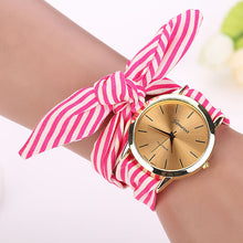 Ladies Stripe Floral Cloth wrist watch women dress watch fabric watch sweet girls watch IMY66