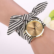 Ladies Stripe Floral Cloth wrist watch women dress watch fabric watch sweet girls watch IMY66