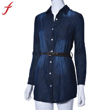 vintage women ladies Sexy dresses Dark Blue Cowboy denim long sleeve Mini dress With Belt vestido femininos IMY66