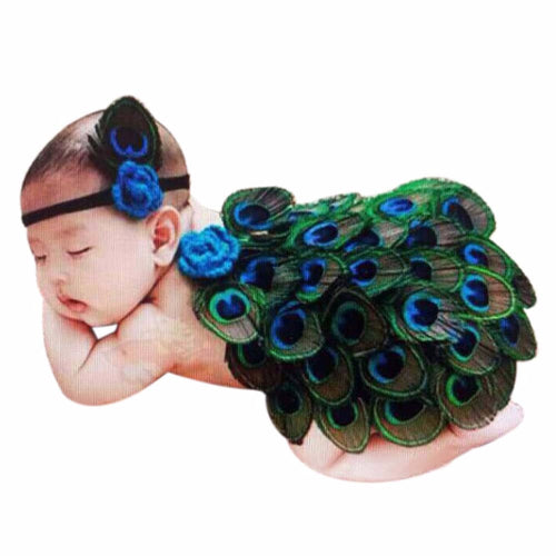 Newborn Baby Photography Props Cute Animal Peacock Feather Photo Props with Headband Costume Outfit IMY66