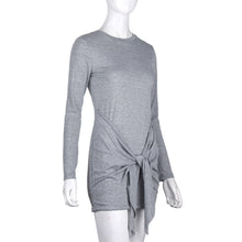 O-neck Tie Front Knitted Ladies Casual Dress Sexy Bodycon Dress Party Women Dresses Sexy Club Dress Vestidos Femininos IMY66