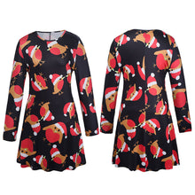 Plus Size 2XL Women Print Swing Dress Ladies Long Sleeve Flared Party Dresses vestidos de festa IMY66