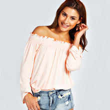 Plus Size Women Sexy Off Shoulder Long Sleeve Casual Tops T Shirt IMY66
