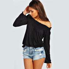 Plus Size Women Sexy Off Shoulder Long Sleeve Casual Tops T Shirt IMY66