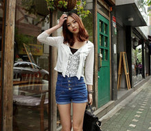 Plus Size Lady Girl Casual female Slim 4 Buttons Cuffed Denim High Waisted Jean Shorts Women Free Shippping IMY66