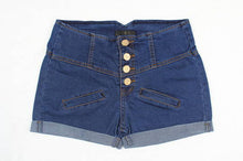 Plus Size Lady Girl Casual female Slim 4 Buttons Cuffed Denim High Waisted Jean Shorts Women Free Shippping IMY66