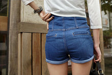 Plus Size Lady Girl Casual female Slim 4 Buttons Cuffed Denim High Waisted Jean Shorts Women Free Shippping IMY66