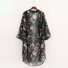 Plus Size Women Blouses blusas Kimono Floral Printed Half Sleeve Chiffon Kimono Cardigan Tops Blouse Shirts Outwear IMY66