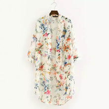 Plus Size Women Blouses blusas Kimono Floral Printed Half Sleeve Chiffon Kimono Cardigan Tops Blouse Shirts Outwear IMY66