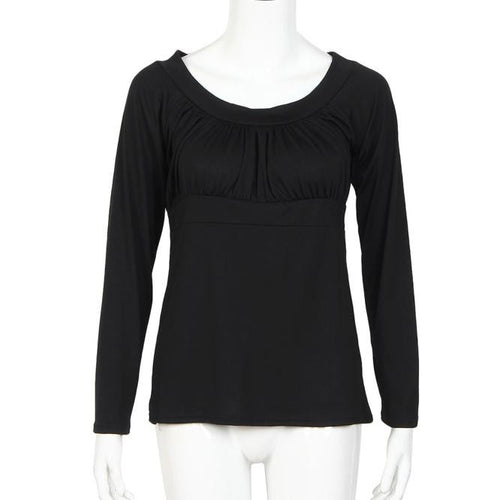 Plus Size Women Sexy T-Shirts Solid Casual Long Sleeve Round Neck Tops T-Shirt Tee Shirt femme camisetas y tops IMY66