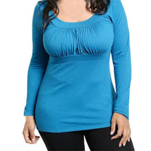 Plus Size Women Sexy T-Shirts Solid Casual Long Sleeve Round Neck Tops T-Shirt Tee Shirt femme camisetas y tops IMY66