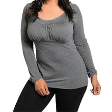 Plus Size Women Sexy T-Shirts Solid Casual Long Sleeve Round Neck Tops T-Shirt Tee Shirt femme camisetas y tops IMY66