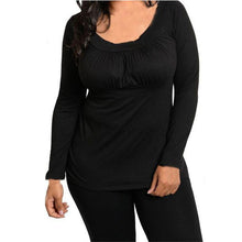 Plus Size Women Sexy T-Shirts Solid Casual Long Sleeve Round Neck Tops T-Shirt Tee Shirt femme camisetas y tops IMY66