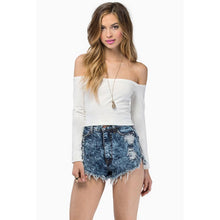 Plus Size Women Sexy Clothing Strapless Bandage shirt Long Sleeves Black\White Short Blouse Tops IMY66