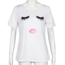 Print Top Tees Eyelash T-Shirt Women Harajuku White Femme T-Shirt Plain Top Women T-Shirt Clothing Tee Shirt IMY66
