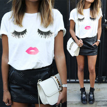 Print Top Tees Eyelash T-Shirt Women Harajuku White Femme T-Shirt Plain Top Women T-Shirt Clothing Tee Shirt IMY66