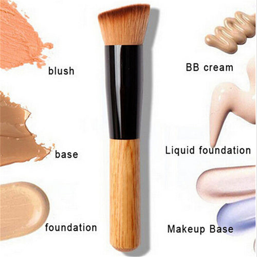 Professional Full Featured Foundation Makeup Brush Cream Flat Top Buffing Brush Cosmetic Makeup Basic Tool Wooden Handle IMY66