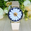 Quartz Watch Women Watches Casual Faux Leather Chrysanthemum Pattern Analog Quartz Wrist Watch Montre Femme IMY66