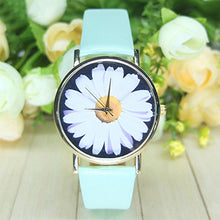 Quartz Watch Women Watches Casual Faux Leather Chrysanthemum Pattern Analog Quartz Wrist Watch Montre Femme IMY66