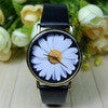 Quartz Watch Women Watches Casual Faux Leather Chrysanthemum Pattern Analog Quartz Wrist Watch Montre Femme IMY66