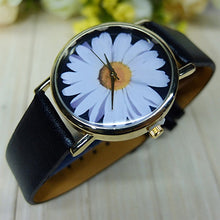 Quartz Watch Women Watches Casual Faux Leather Chrysanthemum Pattern Analog Quartz Wrist Watch Montre Femme IMY66