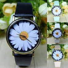 Quartz Watch Women Watches Casual Faux Leather Chrysanthemum Pattern Analog Quartz Wrist Watch Montre Femme IMY66