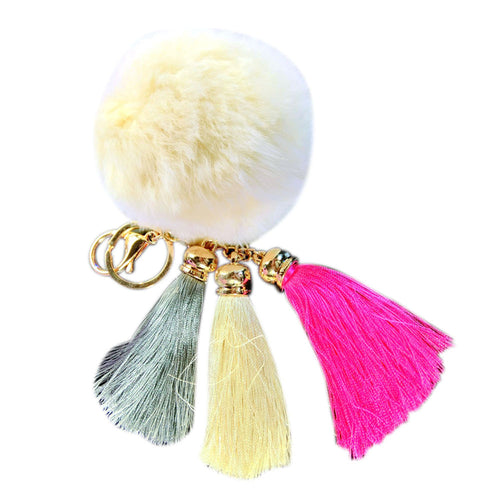 Rabbit Fur Ball Plush Fur Key Chain POM POM Keychain Tassel Pompom Car Bag Keychain Key Ring Pendant Jewelry IMY66