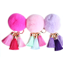 Rabbit Fur Ball Plush Fur Key Chain POM POM Keychain Tassel Pompom Car Bag Keychain Key Ring Pendant Jewelry IMY66