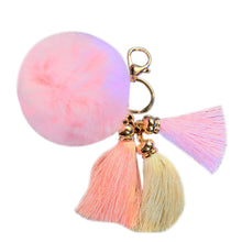 Rabbit Fur Ball Plush Fur Key Chain POM POM Keychain Tassel Pompom Car Bag Keychain Key Ring Pendant Jewelry IMY66