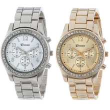 Rainbow Faux Chronograph Quartz Watch Gold Classic Ladies Women Crystals Steel Metal Watch Silver&Rose Gold&Gold IMY66