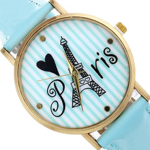 Relogio feminino Montre femme Relojes Mujer Watch Women Ladies Retro Tower Stripe Pattern PU Leather Quartz Wrist Watch IMY66