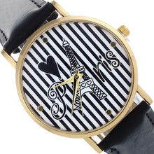 Relogio feminino Montre femme Relojes Mujer Watch Women Ladies Retro Tower Stripe Pattern PU Leather Quartz Wrist Watch IMY66