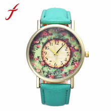 Retro Pastorale Floral PU Leather Dress Watch Band Analog Quartz WristWatch reloj mujer For Women IMY66